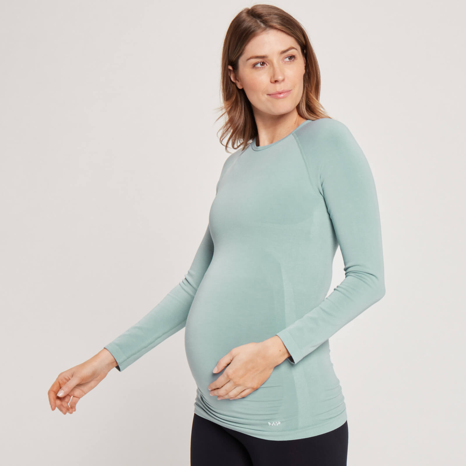 MP ženska bešavna majica dugih rukava za trudnice – ledeno plava - XS