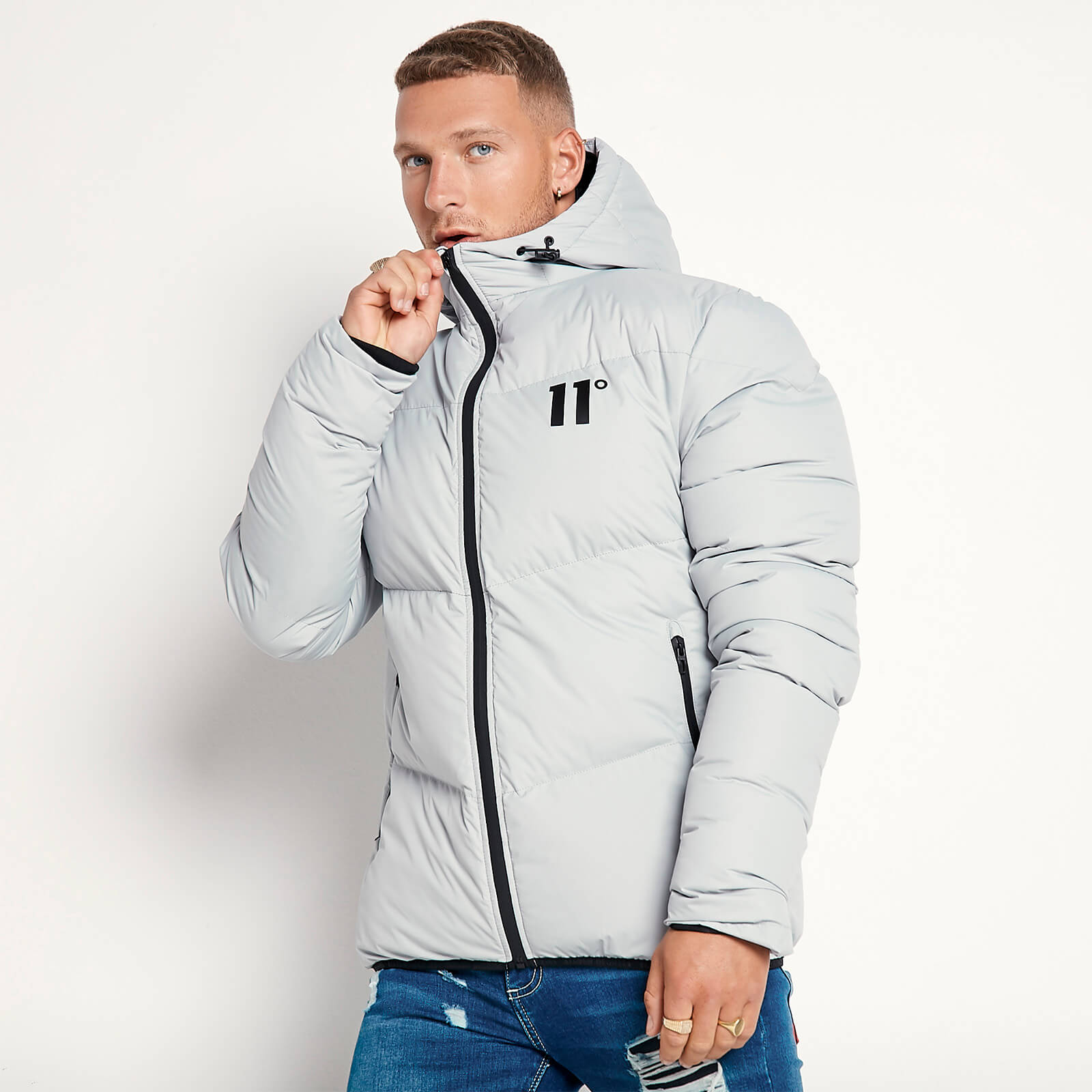 11 Degrees Large Puffer Jacket – Silver | Degrees