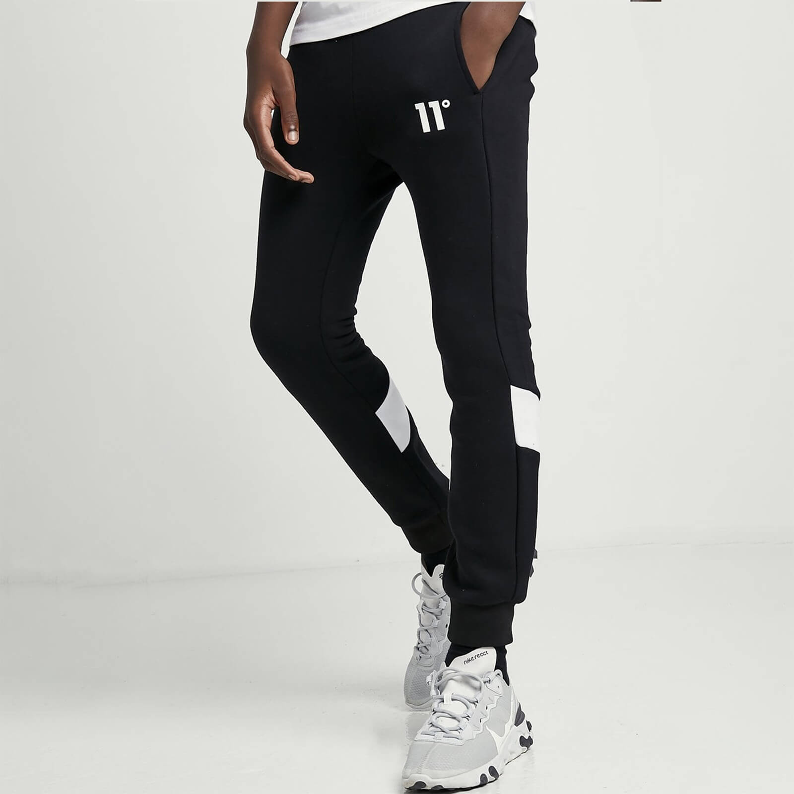 11 Degrees Junior Cut and Sew Panel Joggers – Black / White