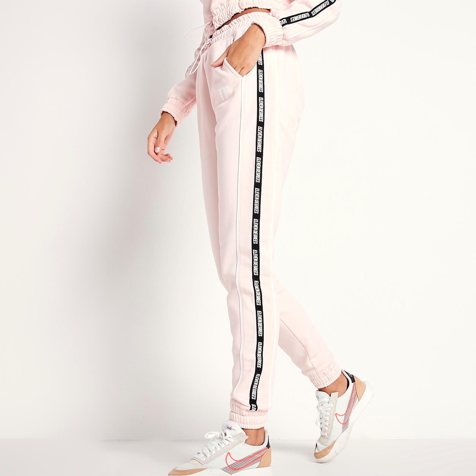 11 Degrees Womens Taped Joggers Chalk Pink 11 Degrees