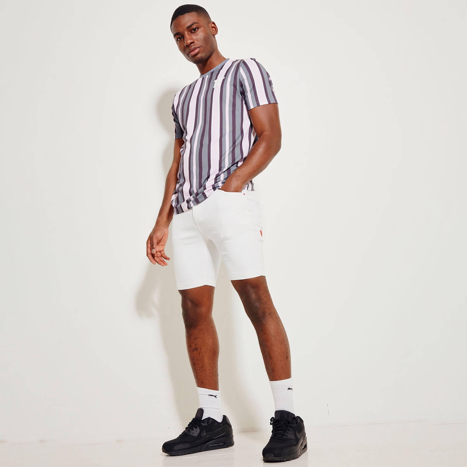 Mens skinny shop white shorts