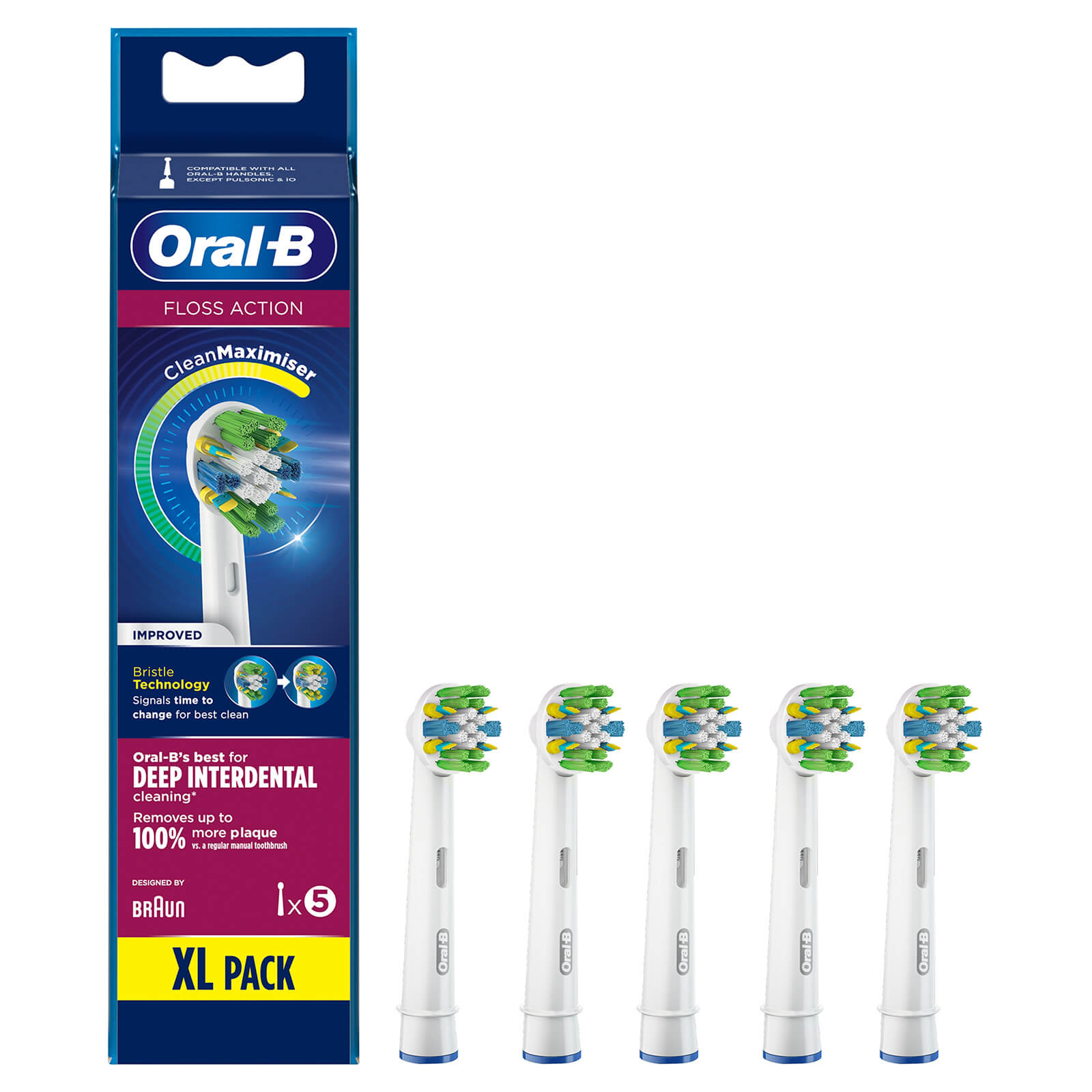 Cabezal de cepillado Oral-B Flos sAction con CleanMaximiser - 5 unidades