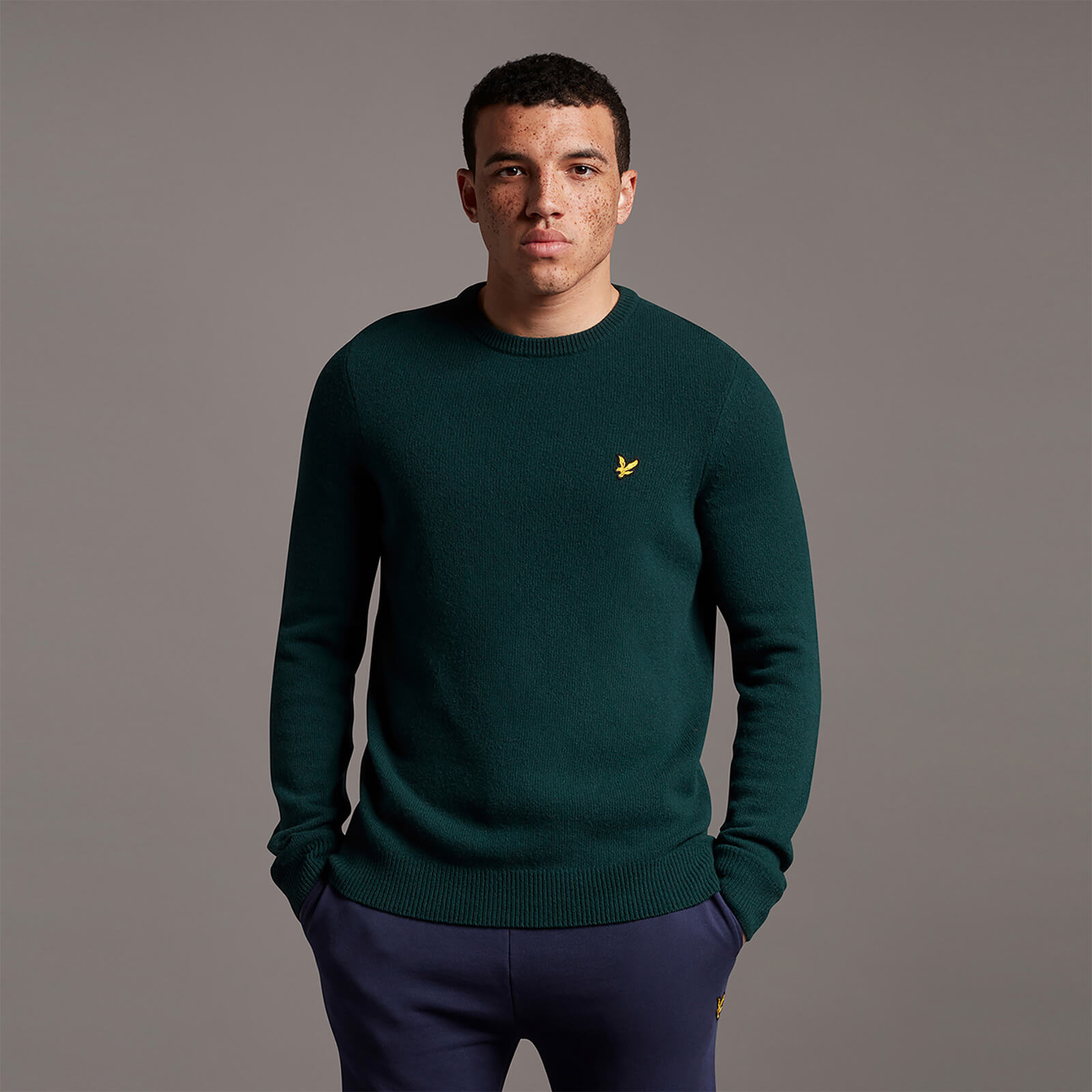Crew Neck Lambswool Jumper | Dark Green 