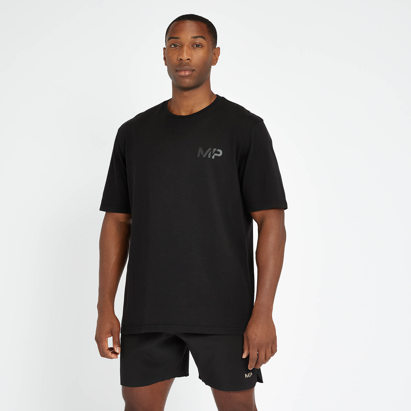 Мъжка тениска голям размер Adapt Washed на MP – черна