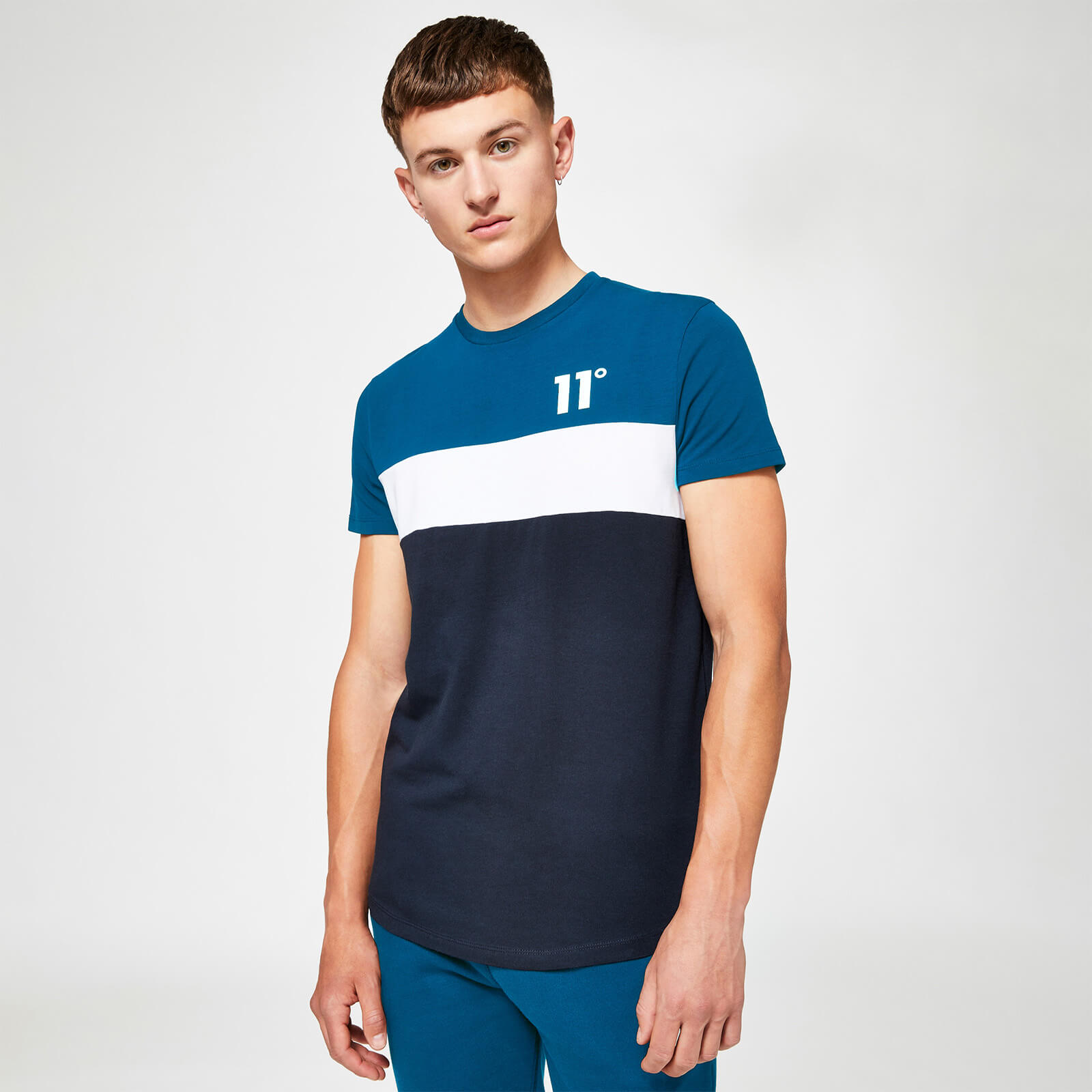 Camiseta Entallada con Panel Triple - Azul / Azul Medianoche / Blanco | 11 Degrees ES