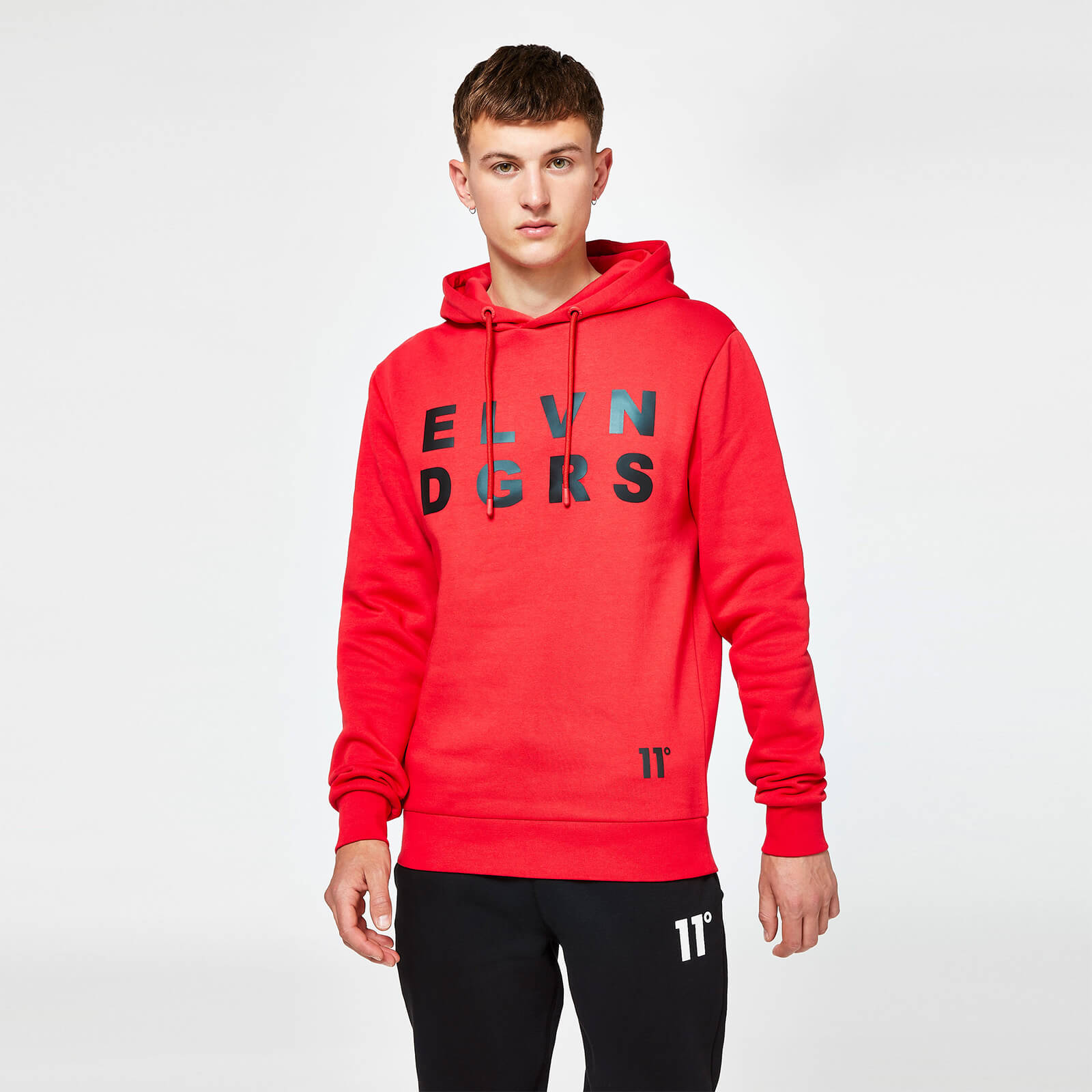 11 Degrees Graphic Pullover Hoodie Goji Berry Red 11 Degrees