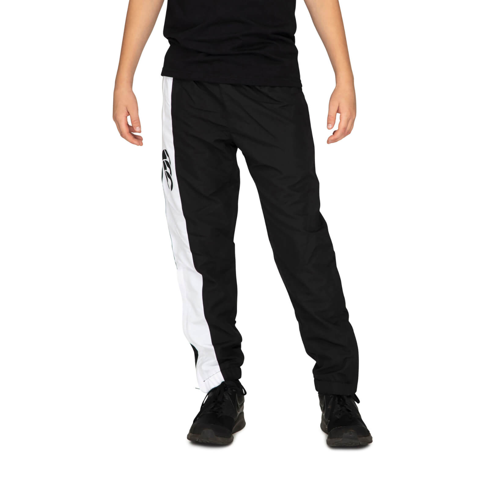 KIDS TAPER LEG STRIPE CUFFED TRACK PANT BLACK