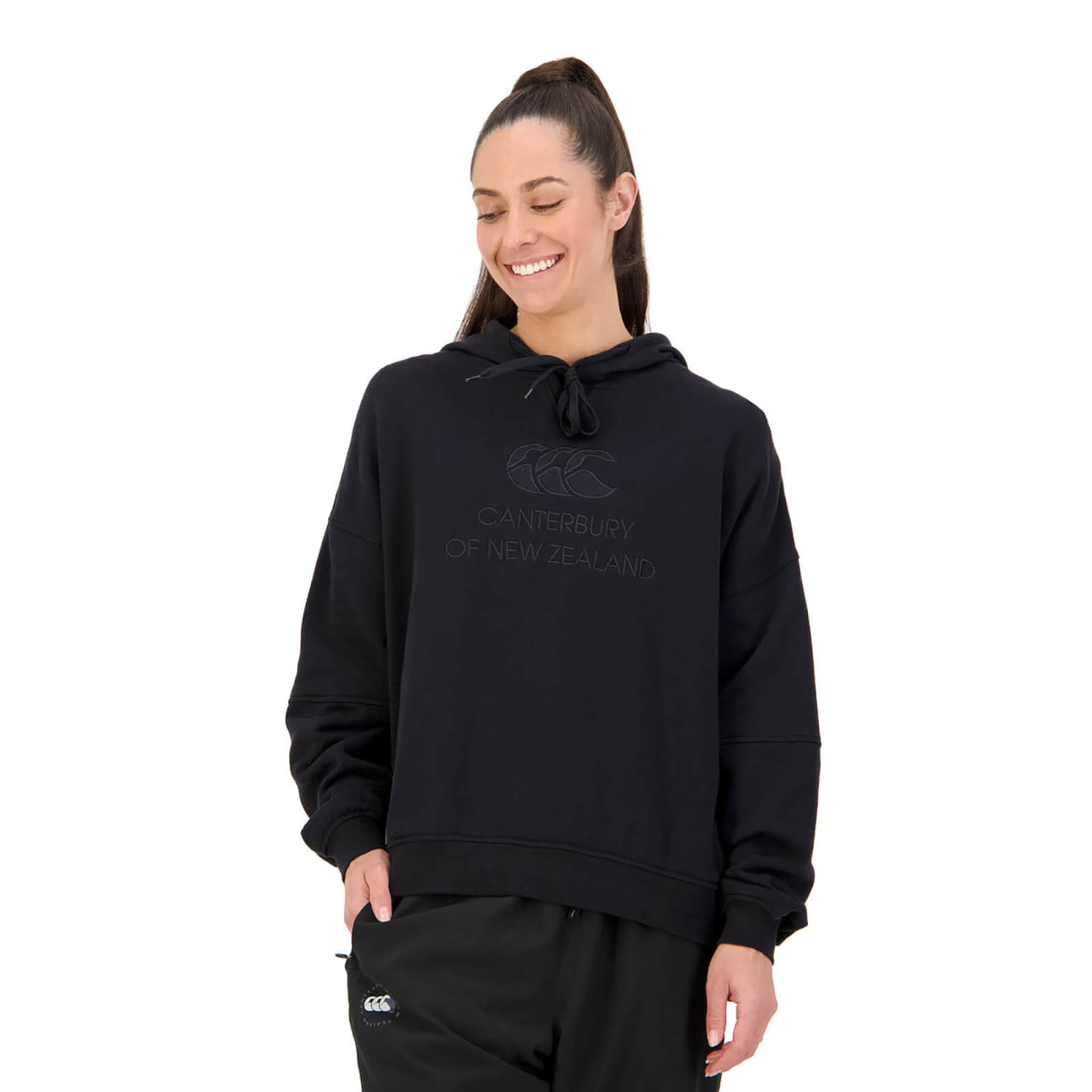 WOMENS OF NZ OVER HEAD HOODIE BLACK Canterbury AU