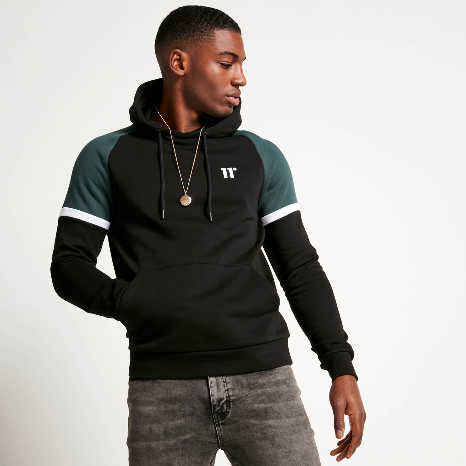 11 degrees black and white hoodie clearance