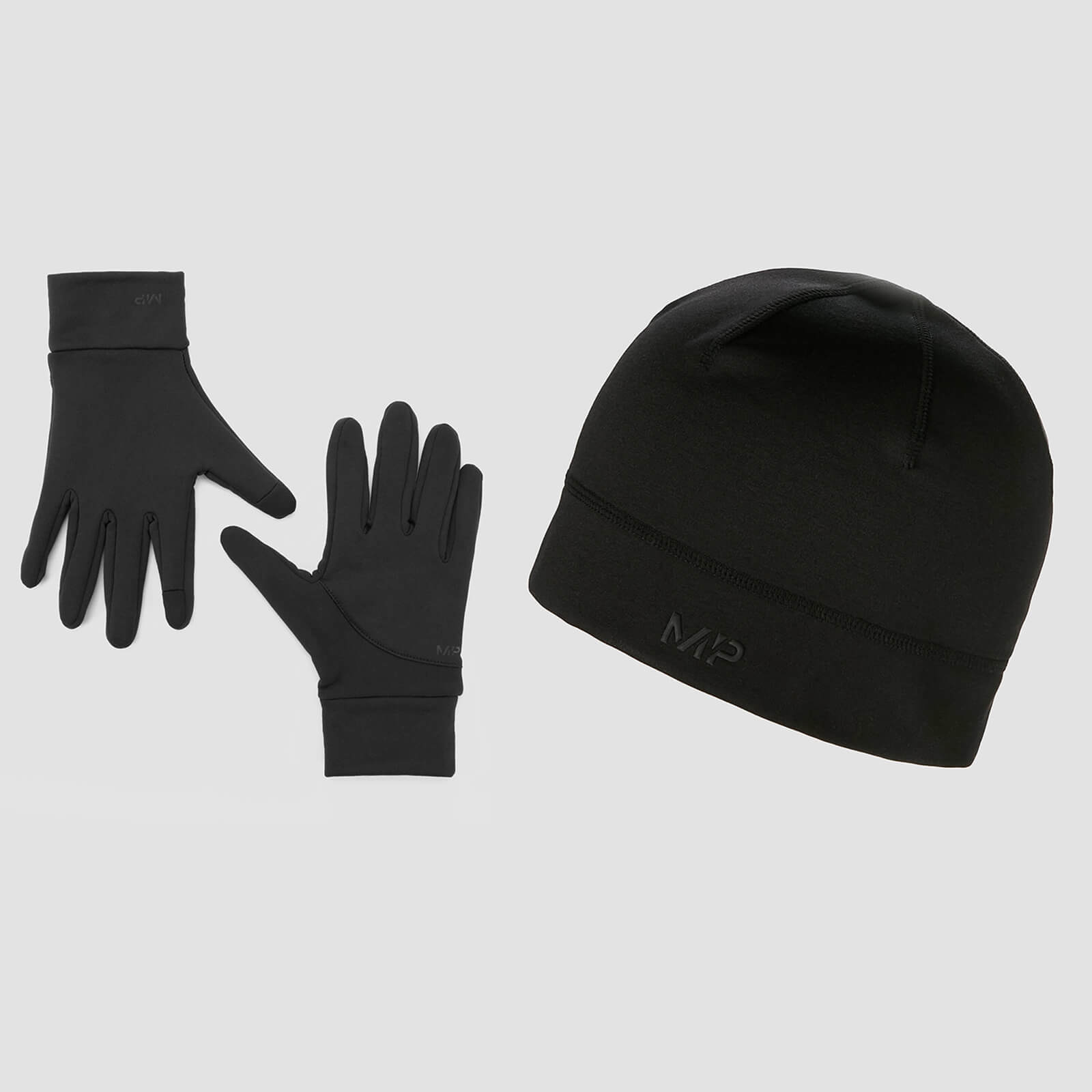MP 跑步運動針織毛帽和反光手套套組 - 黑