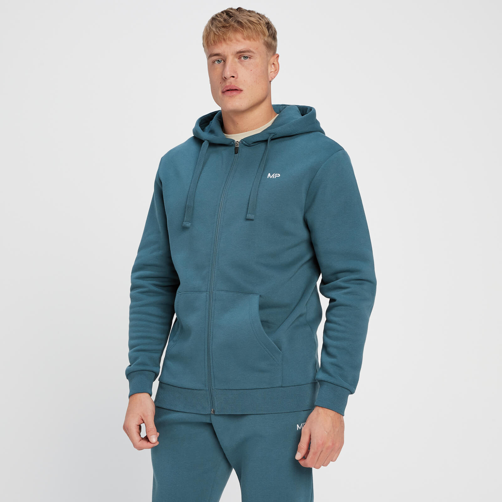 Sweat à capuche zippé MP Rest Day pour hommes – Bleu fumé