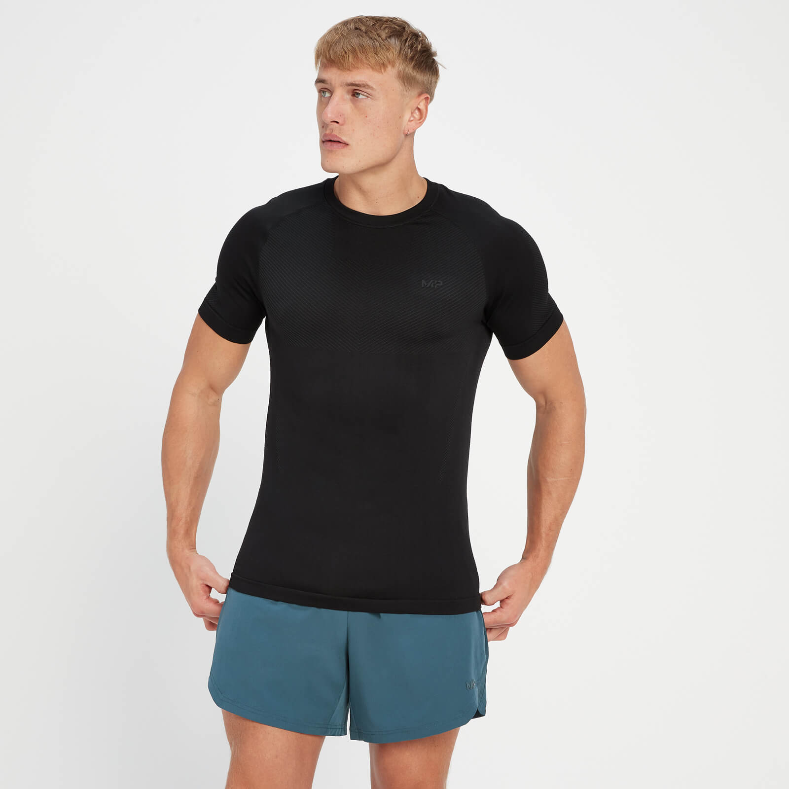 T-shirt à manches courtes sans coutures MP Tempo pour hommes – Noir