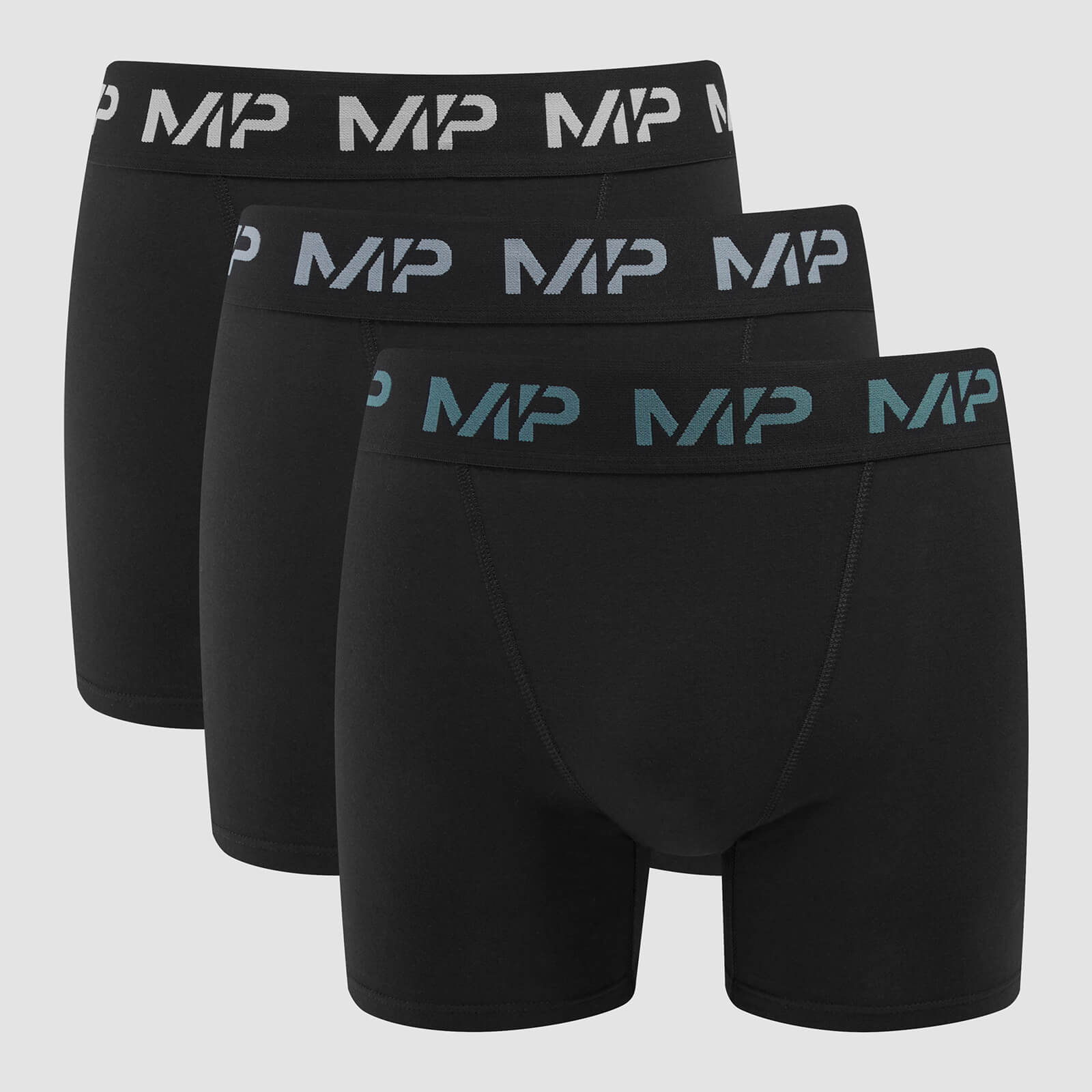 MP Men's Coloured Logo Boxers (3 Pack) Black/Smoke Blue/Pebble Blue/Dusk Grey - L