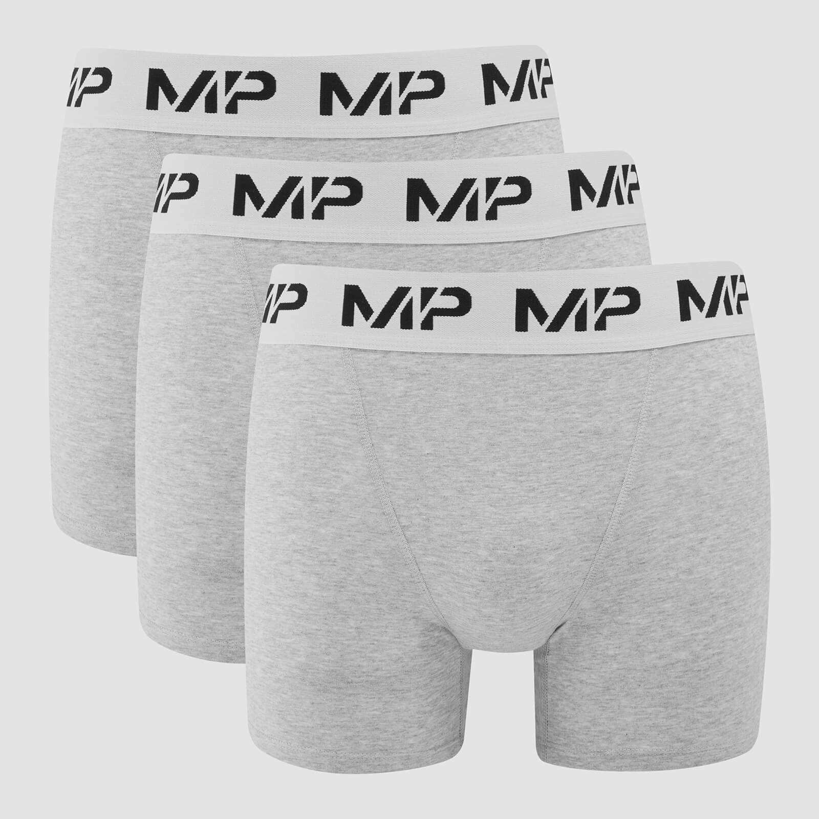 Мъжки боксерки на MP (3 бр. в опаковка) Сив мергел/Бял - XXS