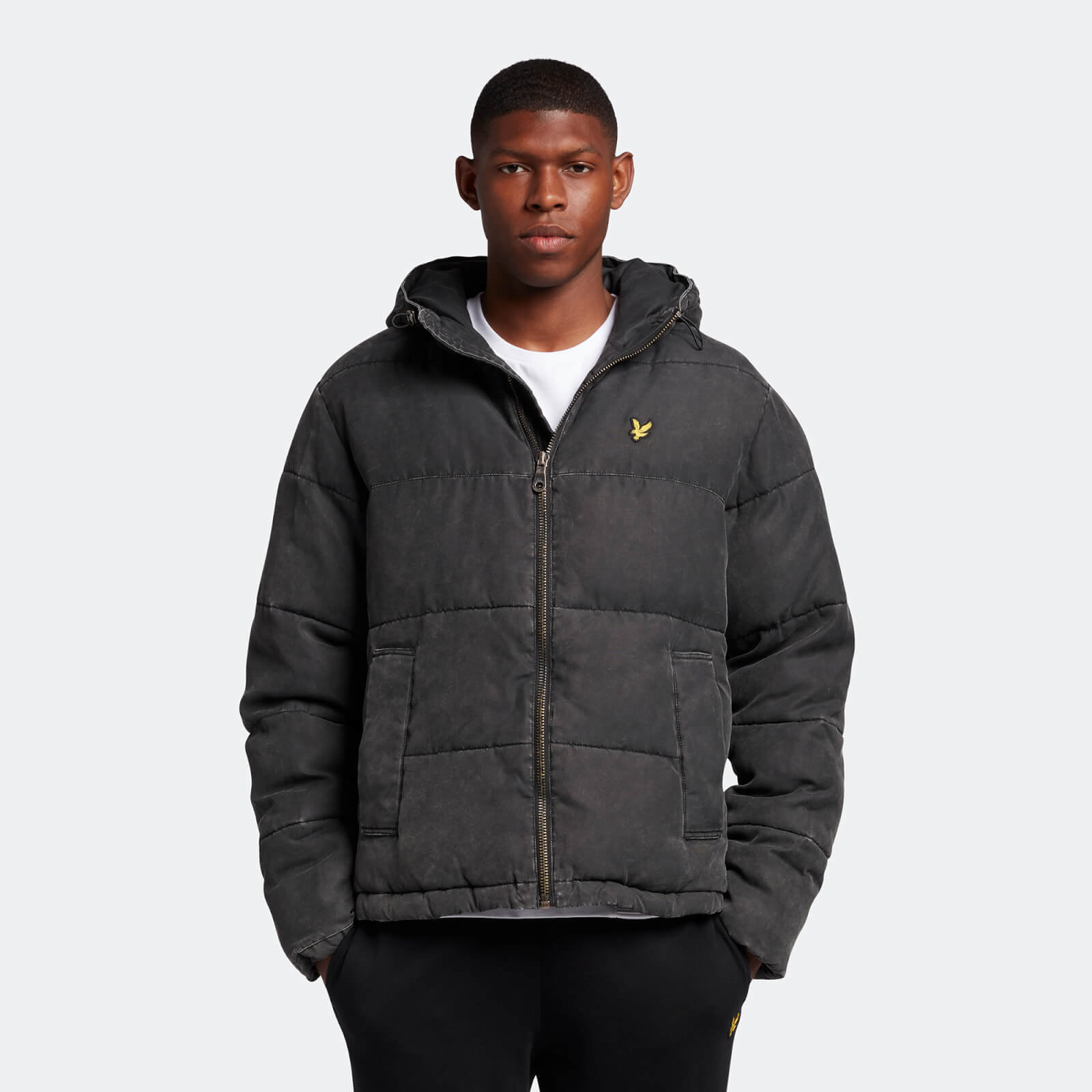 Men's Washed Wadded Jacket - Jet Black 