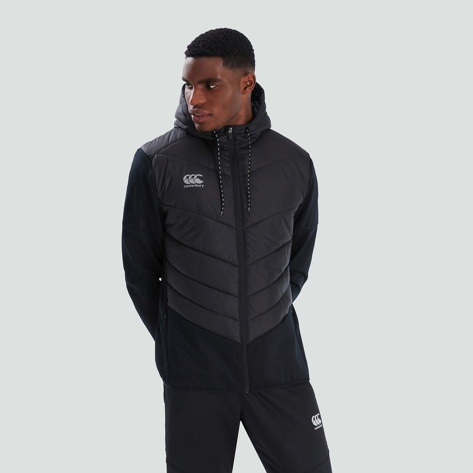 MENS HYBRID JACKET BLACK GREY L