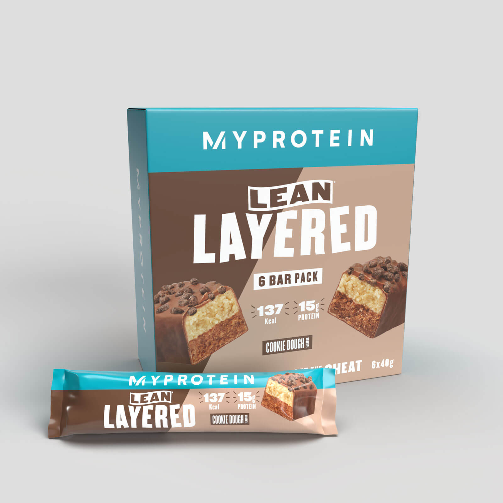 Lean Layered Bar - 6 x 40g - Бисквитено тесто с шоколад
