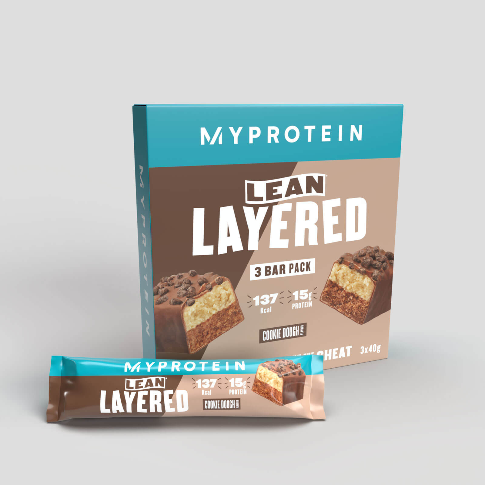 Lean Layered Bar - 3 x 40g - Бисквитено тесто с шоколад