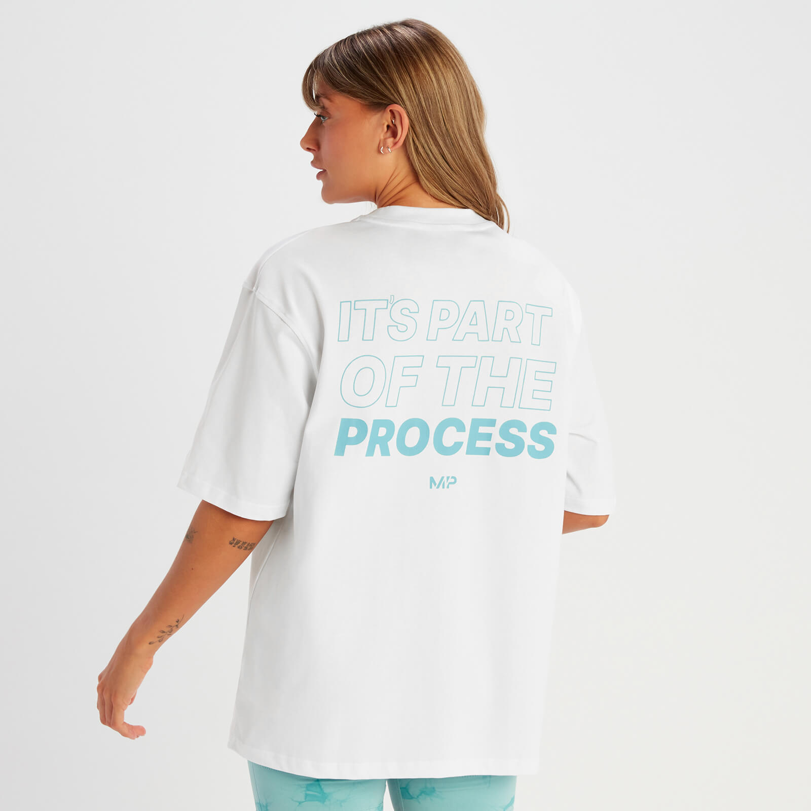 MP дамска тениска със слоган — Бяло/Синьо