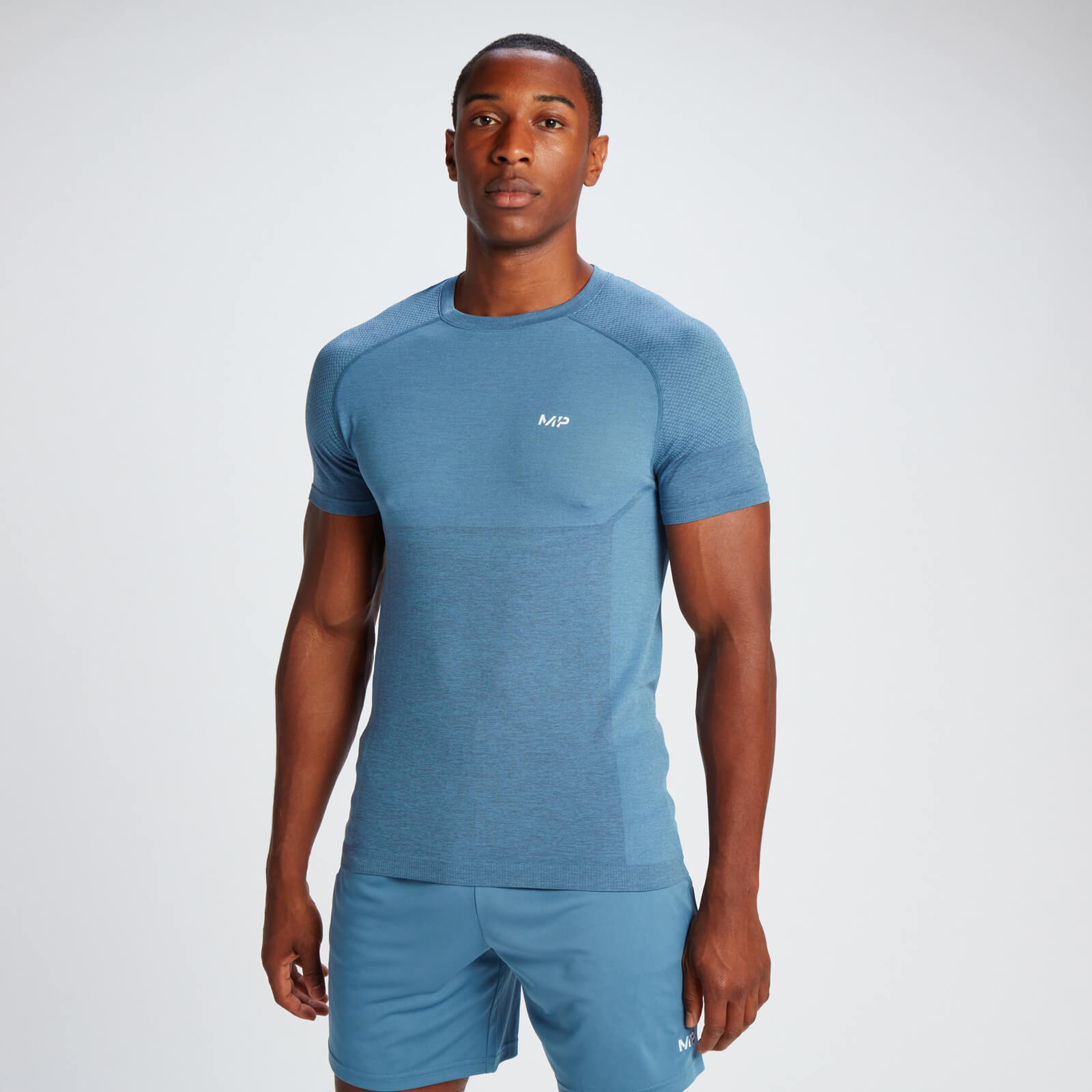 T-shirt sans coutures à manches courtes MP pour hommes – Bleu anthracite - XS