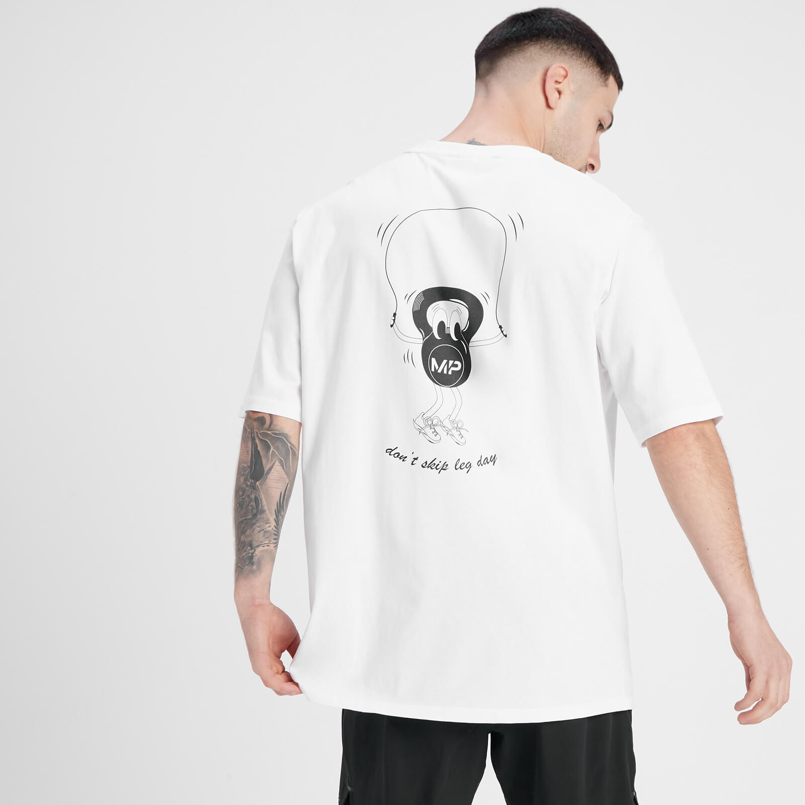 MP Leg Day Graphic Мъжка тениска със щампа нестандартен размер – бял