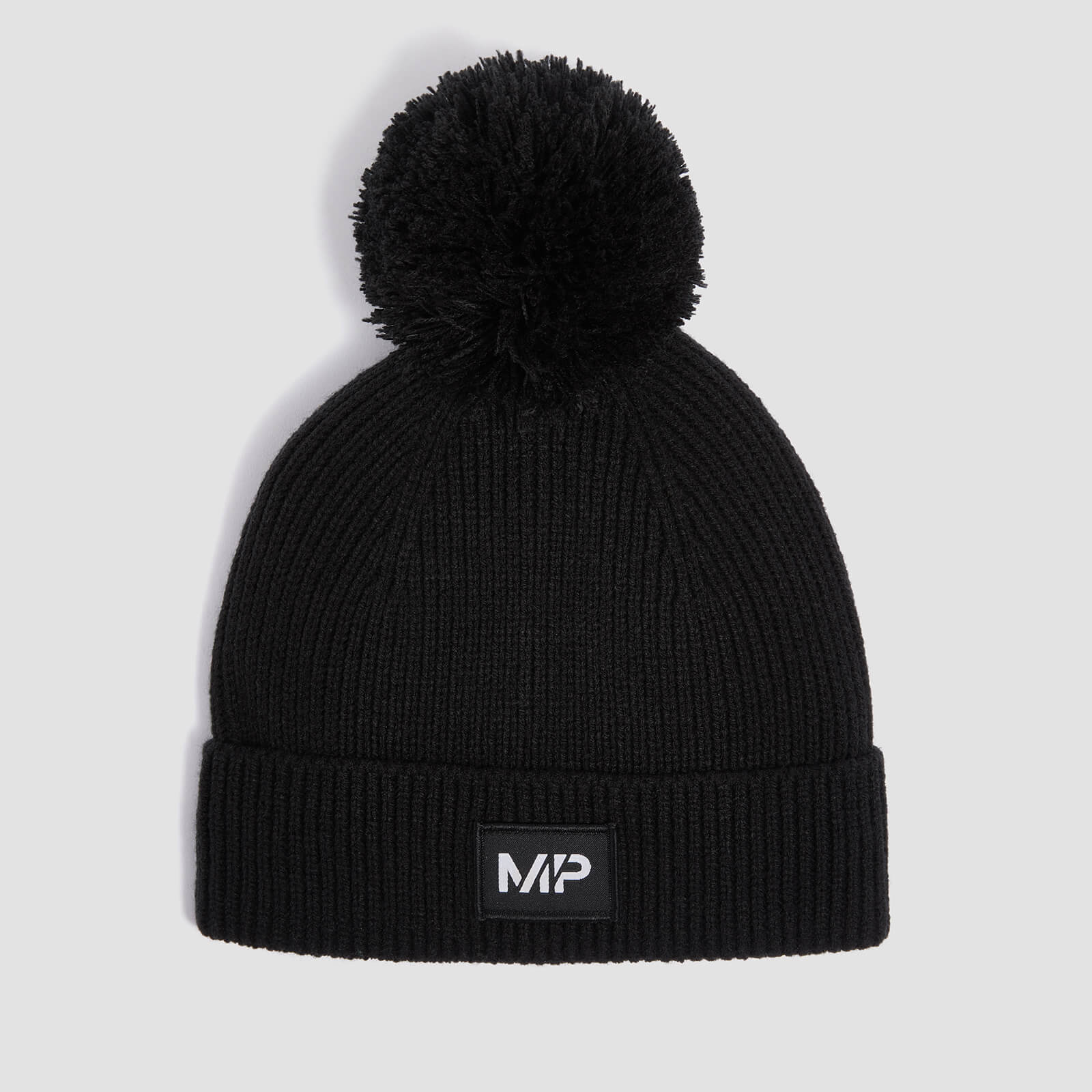 MP Плетена шапка с помпон — черно/бяло