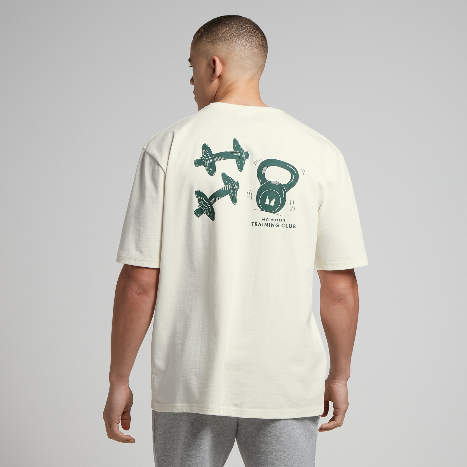 T-shirt oversize estampada Tempo para homem da MP - Branco-sujo / Estampado a verde - M