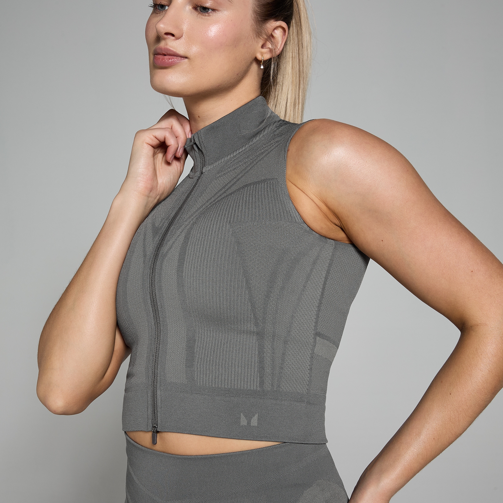 MP ženska majica bez rukava s patentnim zatvaračem Tempo Ultra Geometric - Carbon - XS