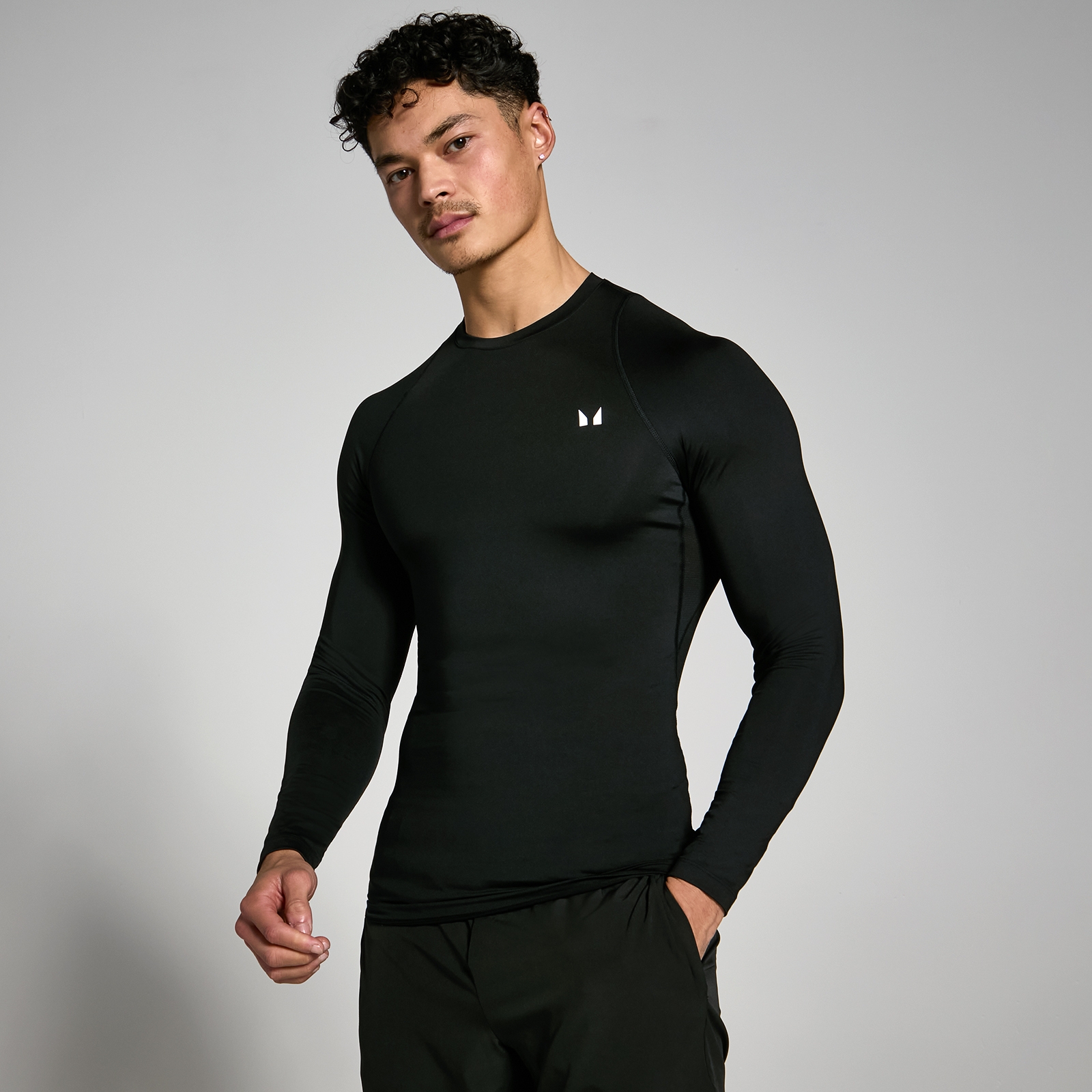 MP Мъжка спортна термо блуза с дълъг ръкав - черна - XXS
