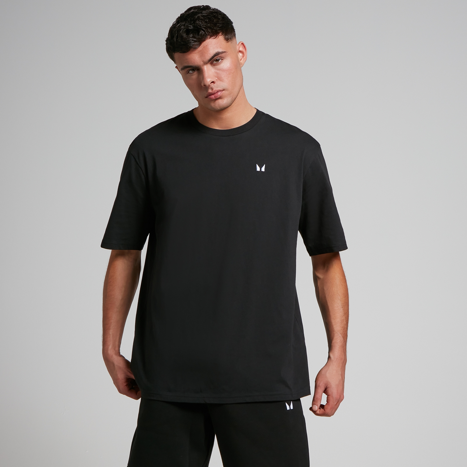 MP Мъжка тениска с нестандартна кройка Rest Day — черна - XS