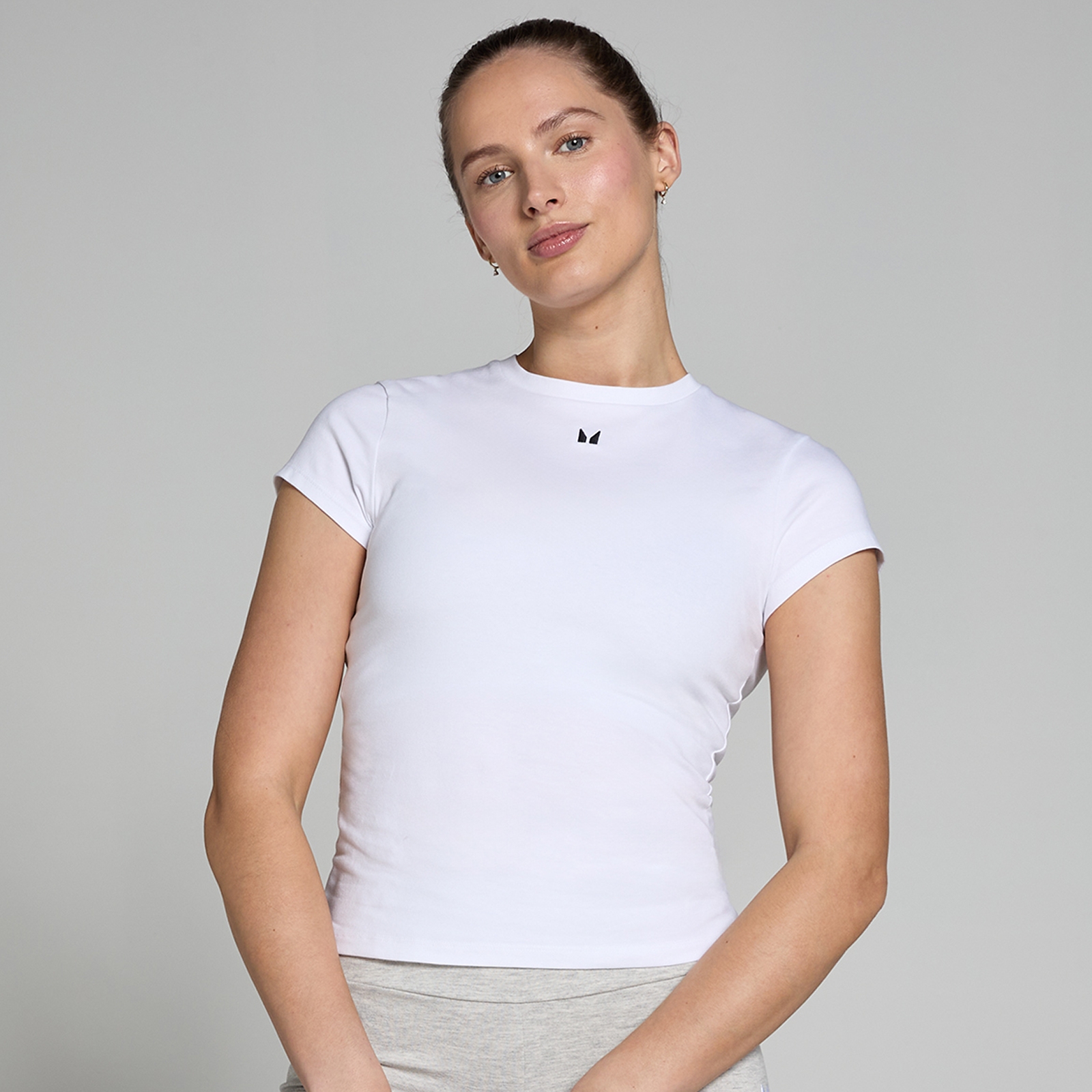 T-shirt de corte justo e manga curta Basics para mulher da MP - Branco - XXS