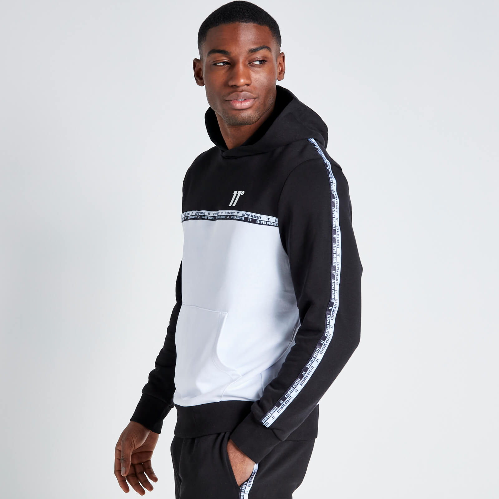 11 degrees black and white hoodie best sale
