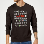 DC Comics Suicide Squad Harley Joker Panda Faces Black Christmas Jumper