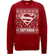 DC Superman Logo Weihnachtspullover - Rot