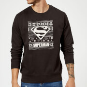 DC Superman Christmas Knit Logo Black Christmas Jumper