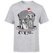 Star Wars Weihnachten Happy Holidays Droids T-Shirt - Grau