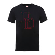 Marvel Daredevil Red Outline Men's Black T-Shirt