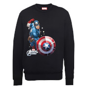 Marvel Avengers Assemble Captain America Comic Burst Sweatshirt - Black