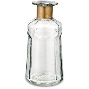 Nkuku Chara Hammered Bottle - Clear Glass & Antique Brass - 18cm