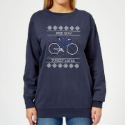 Ride Now, Turkey Later Women's Christmas Sweatshirt - Navy