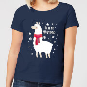 Fleece Navidad Women's Christmas T-Shirt - Navy