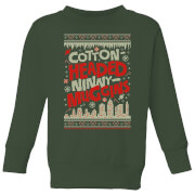 Elf Cotton-Headed-Ninny-Muggins Knit Kids' Christmas Sweatshirt - Forest Green