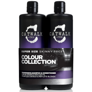 Duo de productos cabello rubio TIGI Catwalk Fashionista Violet Tween