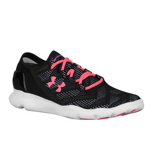 Under Armour Women s SpeedForm Apollo Vent Running Shoes Black White Pink Shock Sports Leisure Zavvi