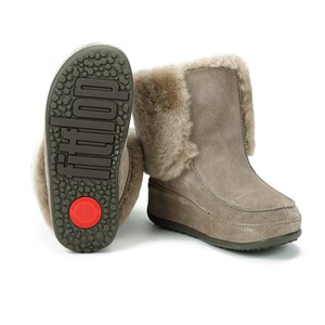 FitFlop Women s Mukluk Moc Cuff Suede Shearling Lined Boots Bungee Cord Allsole