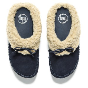 FitFlop Women s The Cuddler Snugmoc Suede Mule Slippers Supernavy Allsole