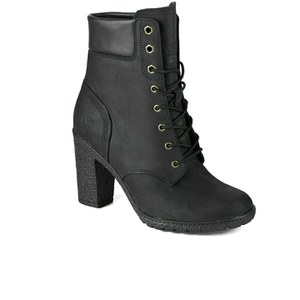 Timberland Women s Glancy Lace up Leather Heeled Boots Black Allsole