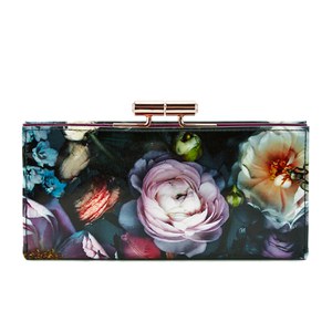 Ted Baker Women s Mawson Shadow Floral Allover Patent Printed Digital Matinee Purse Mid Grey