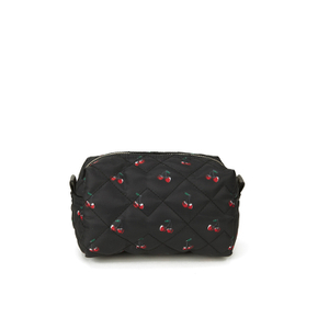 Marc by Marc Jacobs Women s Crosby Quilted Nylon Large Cosmetic Bag Cherry Print Black Coggles