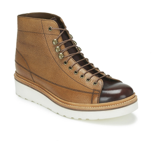 Grenson Men s Andy Grain Leather Lace up Monkey Boots Tan Allsole